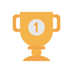 Vector Illustration of a Golden Trophy with the Number One Symbolizing First Place, Victory, and Achievement in a Flat Minimalist Style