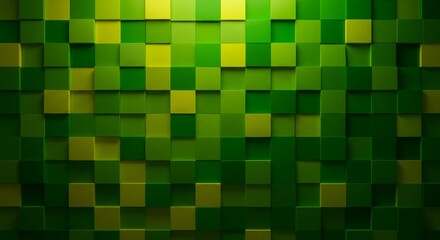 Abstract Green and Yellow 3D Cube Pattern Background Texture