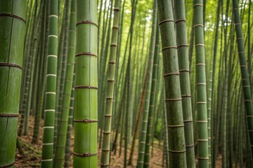 Fototapeta premium Dense Bamboo Forest Natural Green Wall 