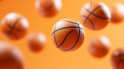 Fototapeta premium Floating Basketballs Dynamic Sports Image