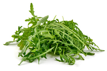 Fresh Arugula Leaves, Isolated on White Background.