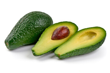 Fresh Ripe Avocados Isolated on White Background.