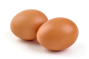 Brown Chicken Eggs Isolated on White Background.