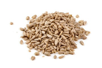 Sunflower Seeds Kernels Isolated on White Background.