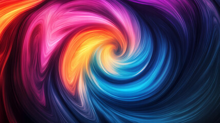 Colorful abstract swirl of vibrant hues in a dark background. Dreamlike Hues. Illustration