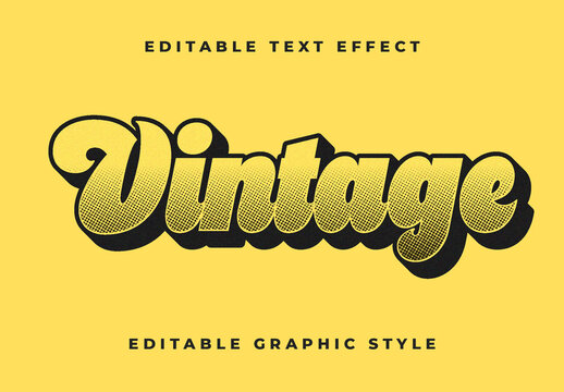 Black Halftone Vintage 3D Text Effect