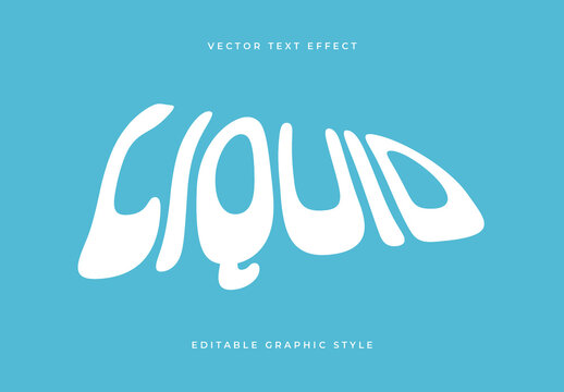 White and Blue Liquid Flow Text Effect