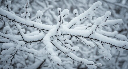 Obraz premium Snow Covered Branches Winter Wonderland Scene Frosty Branches Nature Photography