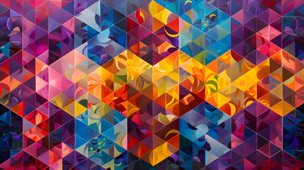 Hypnotic Geometric Symmetry: A Captivating Tessellation Pattern Interweaving Color and Form