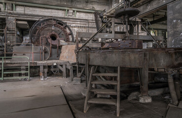 historic machinery of a abandoned mining site