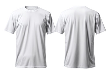Plain white t-shirt mockup design. Front and back view, isolated on transparent background, generative AI