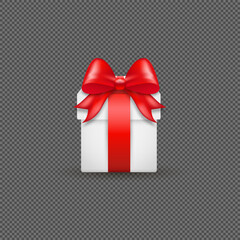 A bright gift box with a neatly tied bow, designed in stylish vector graphics. Detailed ribbon folds and glossy box edges add depth, creating a realistic effect. PNG background