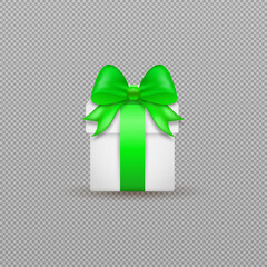 A bright gift box with a neatly tied bow, designed in stylish vector graphics. Detailed ribbon folds and glossy box edges add depth, creating a realistic effect. PNG background