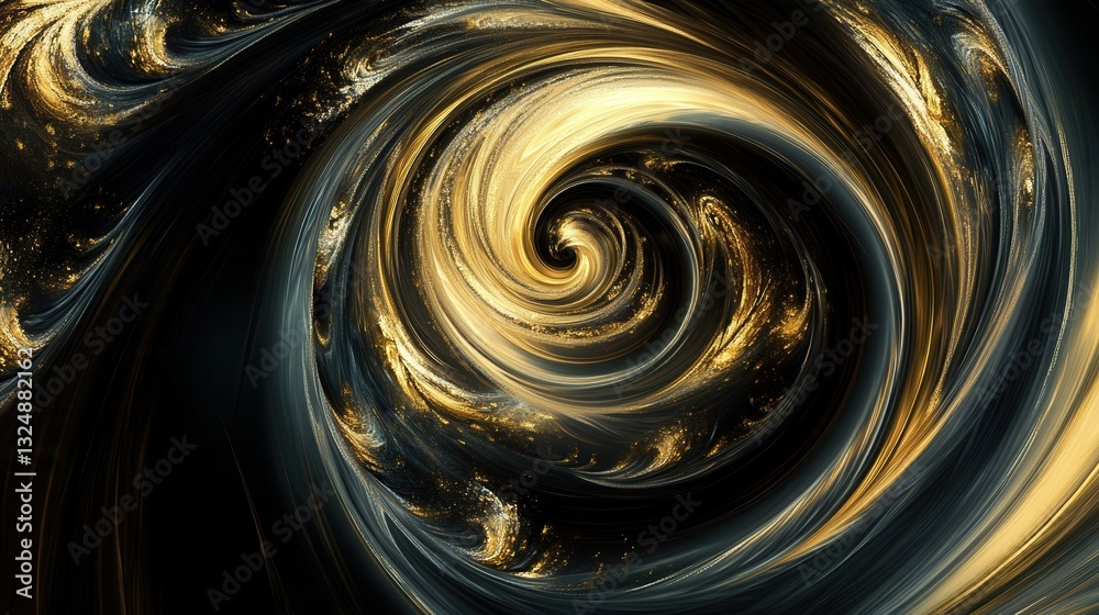 Aufkleber elegant abstract swirl with luxurious gold accents on a dark background for modern design