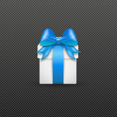 A bright gift box with a neatly tied bow, designed in stylish vector graphics. Detailed ribbon folds and glossy box edges add depth, creating a realistic effect. PNG background
