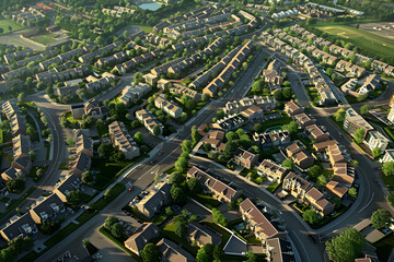 Aerial View of Modern Urban Architecture Illustrating Town Planning Scheme