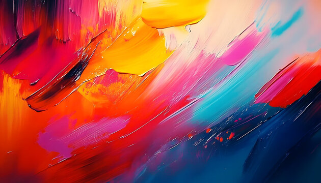 Dynamic Abstract Brushstrokes. Vibrant Multicolor Art for Creative Design, Marketing Campaigns, and Inspirational Backgrounds in Digital and Print Media