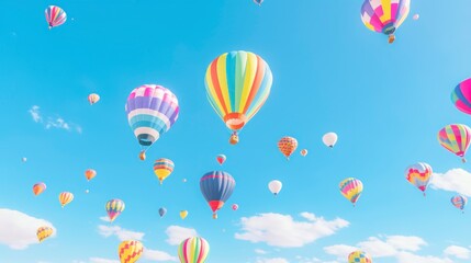 Obraz premium Hot air balloons flying over mountain at sunrise