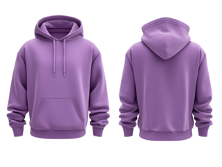 Mockup template of a stylish purple hoodie showcasing front and back designs for creative purposes