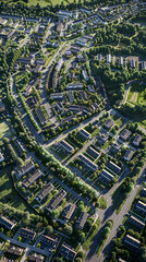 Aerial View of Modern Urban Architecture Illustrating Town Planning Scheme