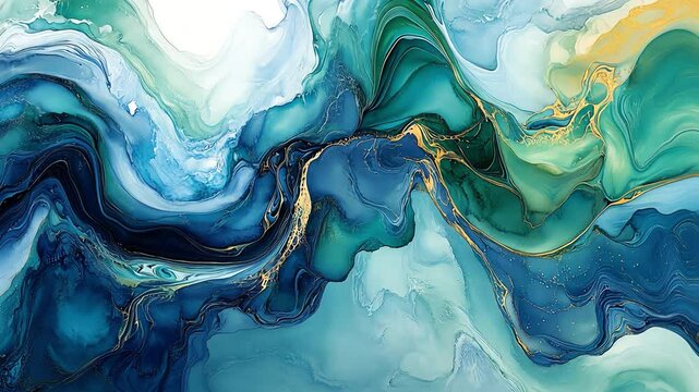 A vibrant abstract artwork featuring swirling shades of blue and green, perfect for backgrounds, wallpapers, and artistic projects.