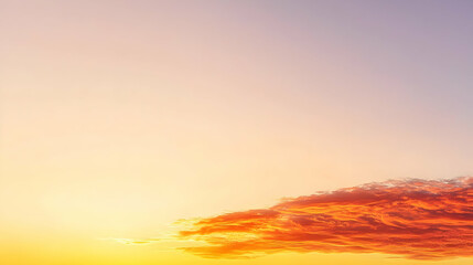 Vibrant Sunset Sky Featuring Clouds With Shades Of Orange And Yellow Displaying A Dramatic And Colorful Atmosphere High Above Horizon With Soft