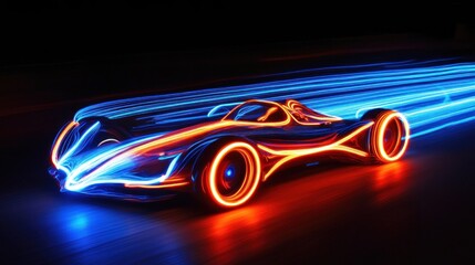 Naklejka premium Futuristic Speed: Neon Nightscape Racer