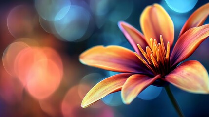 Obraz premium Vibrant Orange Flower in Bokeh Background: A Stunning Macro Shot