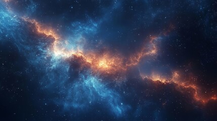 Cosmic Nebula: A Celestial Tapestry of Blue and Orange Hues