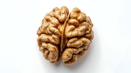 Obraz premium Walnut Halves Isolated on White Background, Healthy Food, Organic Nutrition