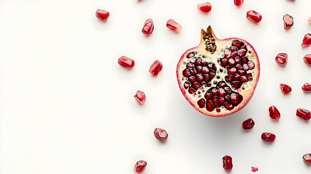 Buah Delima Segar Terisolasi di Latar Belakang Putih. Makanan Amerika
