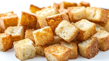 Crispy Croutons Isolated on White Background