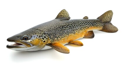 Obraz premium Fresh Brown Trout Isolated on White Background