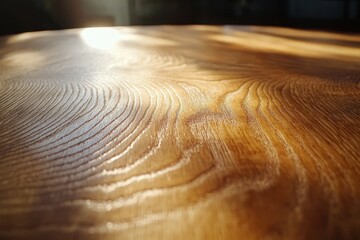 Obraz premium Detailed view of a beautifully finished wooden surface showcasing the craftsmanship of a skilled carpenter