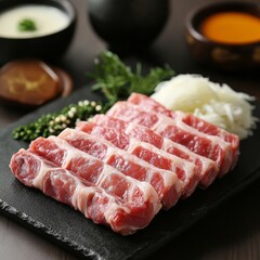 Fototapeta premium Pork ribs with ingredients.