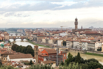 A Florence Firenze city in Italy Toscana view with a river running through it