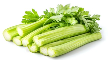 Fresh Celery Stalks Isolated on White Background