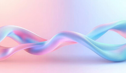 An iridescent fluid abstract image with vibrant colors in a smooth, flowing style on a soft gradient background. Vibrant holographic fluid colors flow abstractly. Abstract iridescent wave, pastel pink