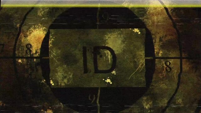 ID target concept on grunge background glitch effect