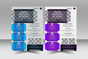 Naklejka premium Corporate colorful creative Medical flyer template design set, Medical Corporate Business healthcare A4 Flyer for marketing, business proposal, promotion, advertisement, publication, cover page, poste