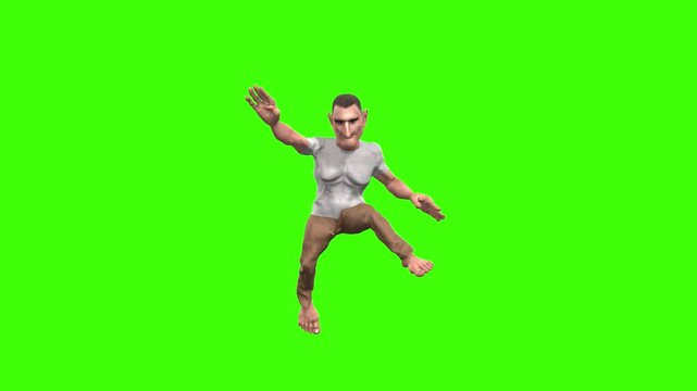 3D giant hands and feet Cartoon character falling loop with front camera view animation on green screen 4k, cartoon unfeeling monster Falling from a height on chroma key, idea for a story, rhymes