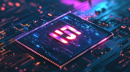 Obraz premium A digital concept of G technology, featuring a circuit board with glowing wireless signals.