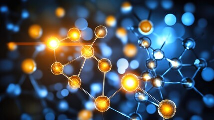A digital futuristic concept showing a glowing electronic blueprint with interconnected microchips.