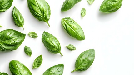 Obraz premium Daun Basil Segar isolated on white background. American food