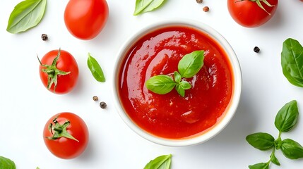 Fototapeta premium Fresh Tomato Sauce Bowl isolated on white background