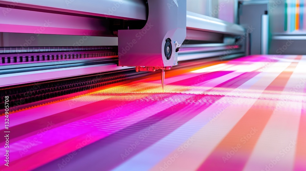 Aufkleber a high-tech laser fabric cutting machine in operation, creating precise textile patterns with minima