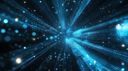 Naklejka premium Abstract Cosmic Light Tunnel: A Journey Through Celestial Blue