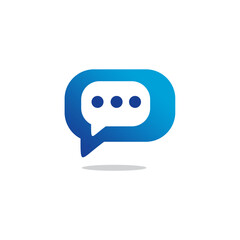 modern logo. Blue speech bubble with three dots. vector