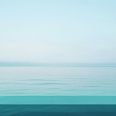 Obraz premium Tranquil Ocean Horizon with Soft Misted Light Serene Seascape with Calm Waters and Misty Sky.