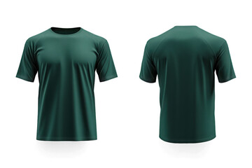 forest green t-shirt template mockup, front and back view of plain. Png 
